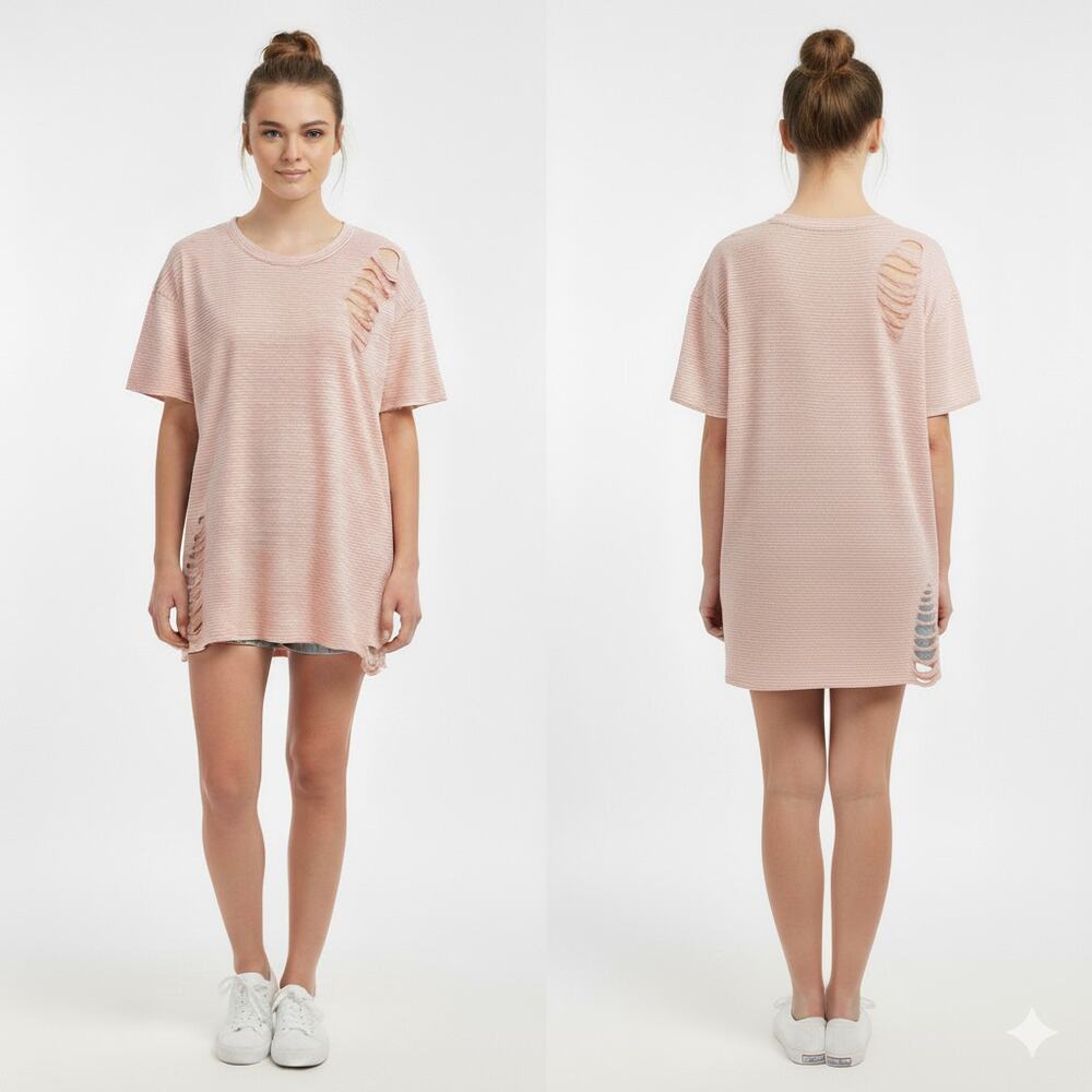 POL Distressed Striped Tee